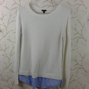 TALBOTS CREW-NECK SWEATER|SIZE SMALL WHITE|BLUE